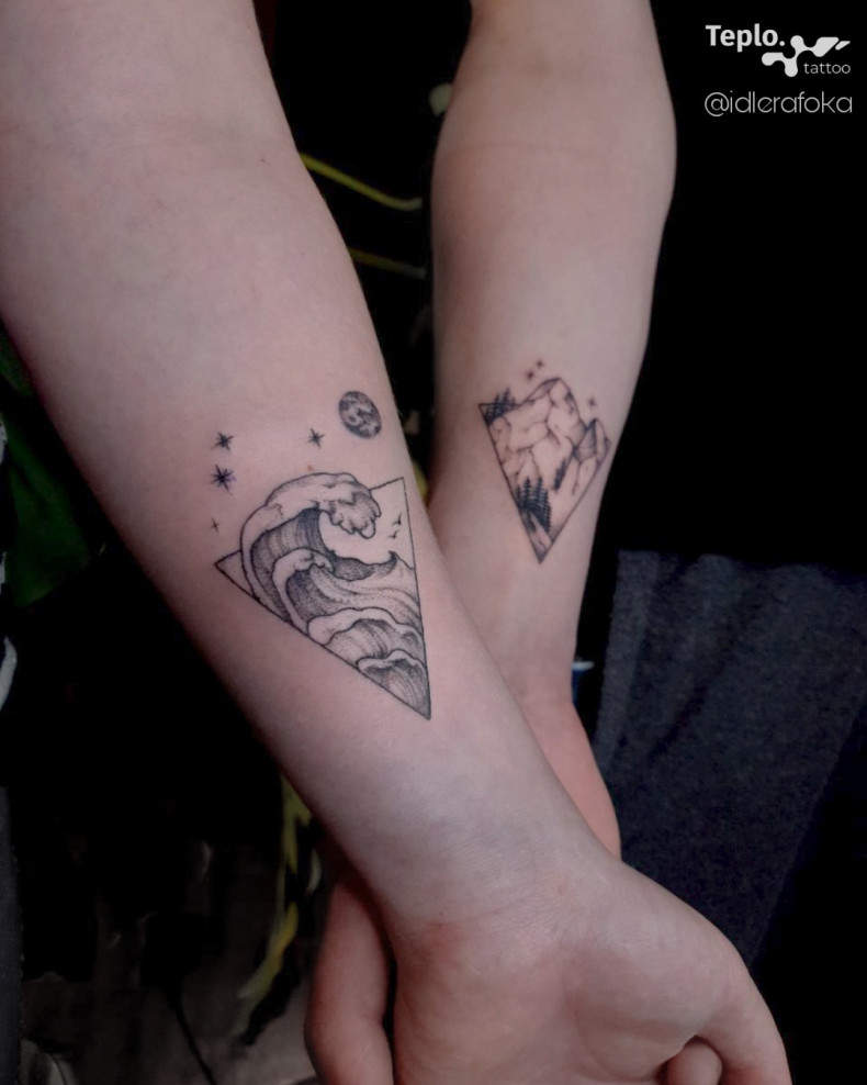 Fala góry morze, photo - Studio tatuażu TEPLO TATTOO SPB