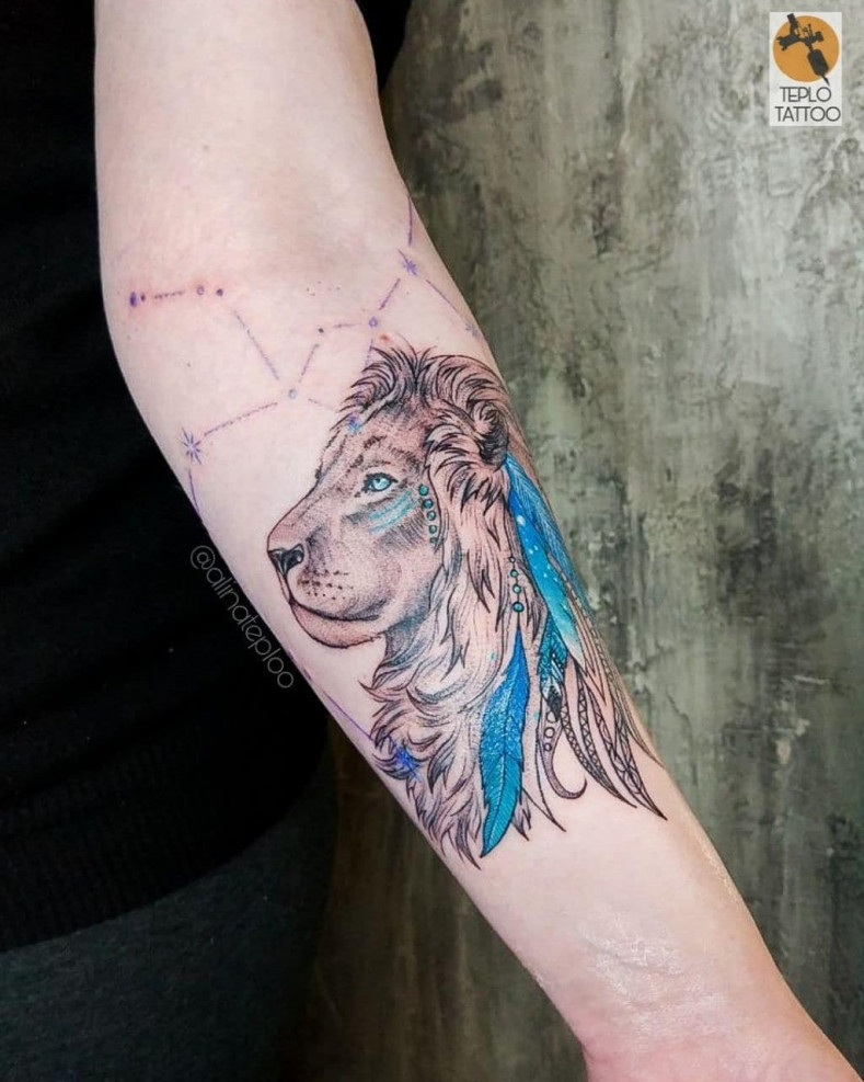 На руке лев предплечье, photo - Тату салон TEPLO TATTOO SPB