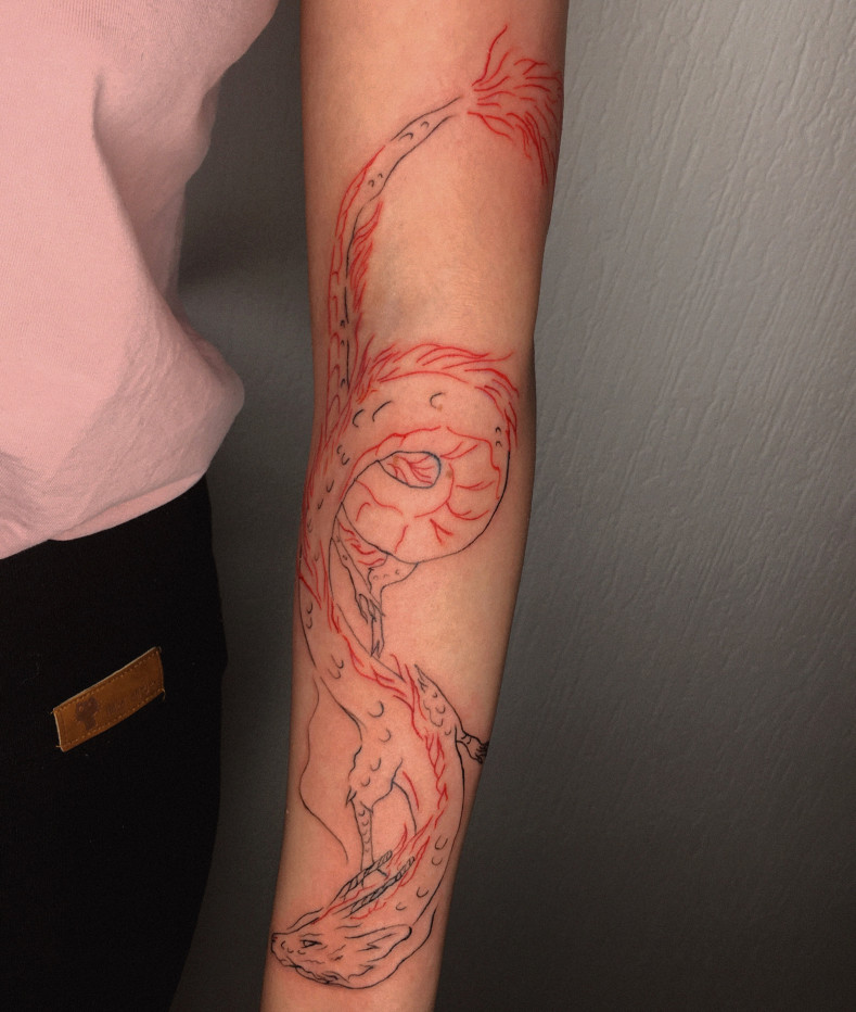 Женские на руке кицунэ, photo - Тату мастер Лика Налескина