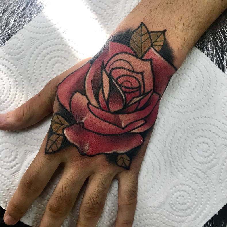 Men hand rose, photo - Тату салон Север