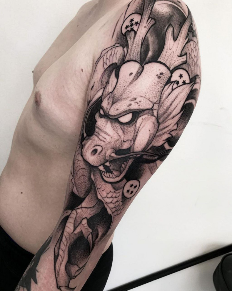 Men dragon sleeve, photo - Tattoo Master Anton