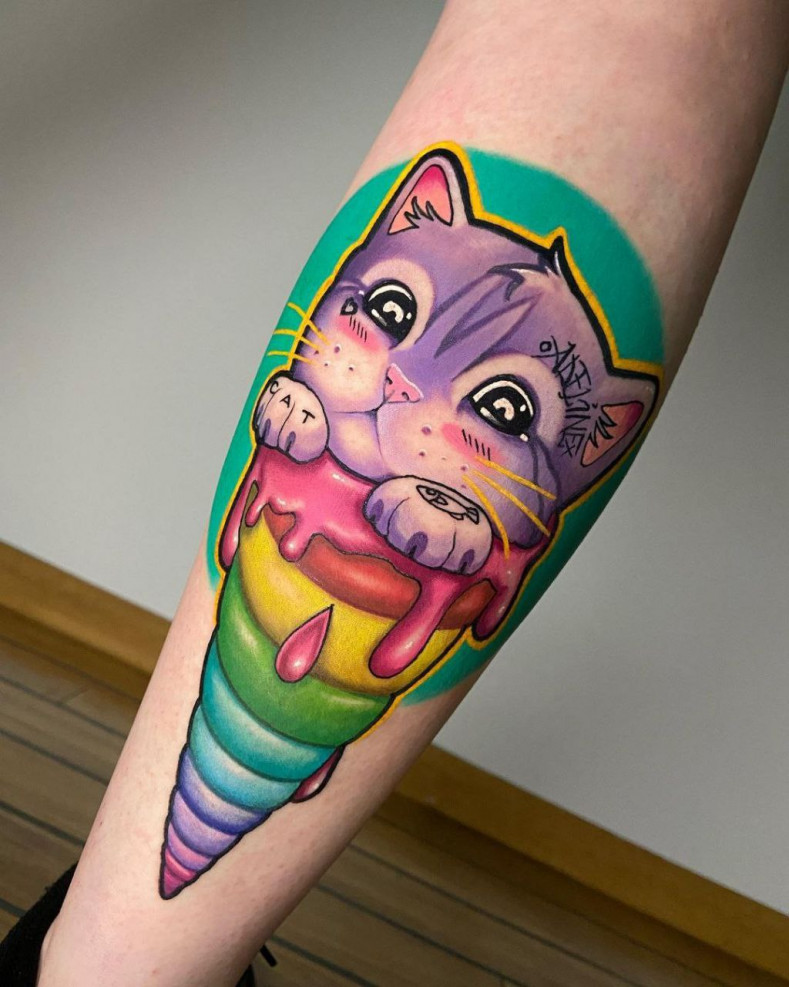 Katze Eiscreme cartoon, photo - Tattoo-Meister Adelina