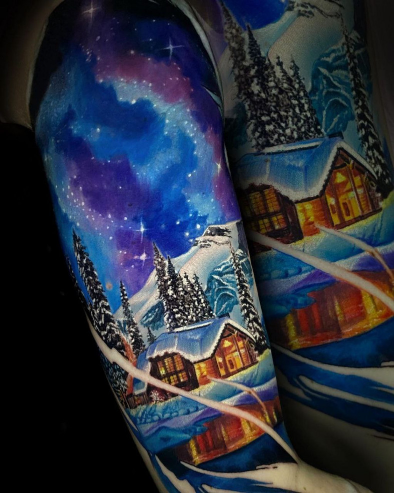 Watercolor house landscape, photo - Tattoo Master Alisiya Boguslavska