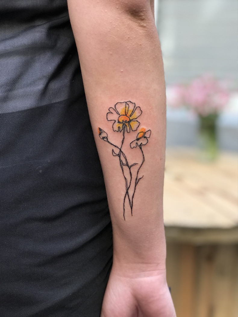 Женские на руке ромашка, photo - Тату салон Мама будет ругать