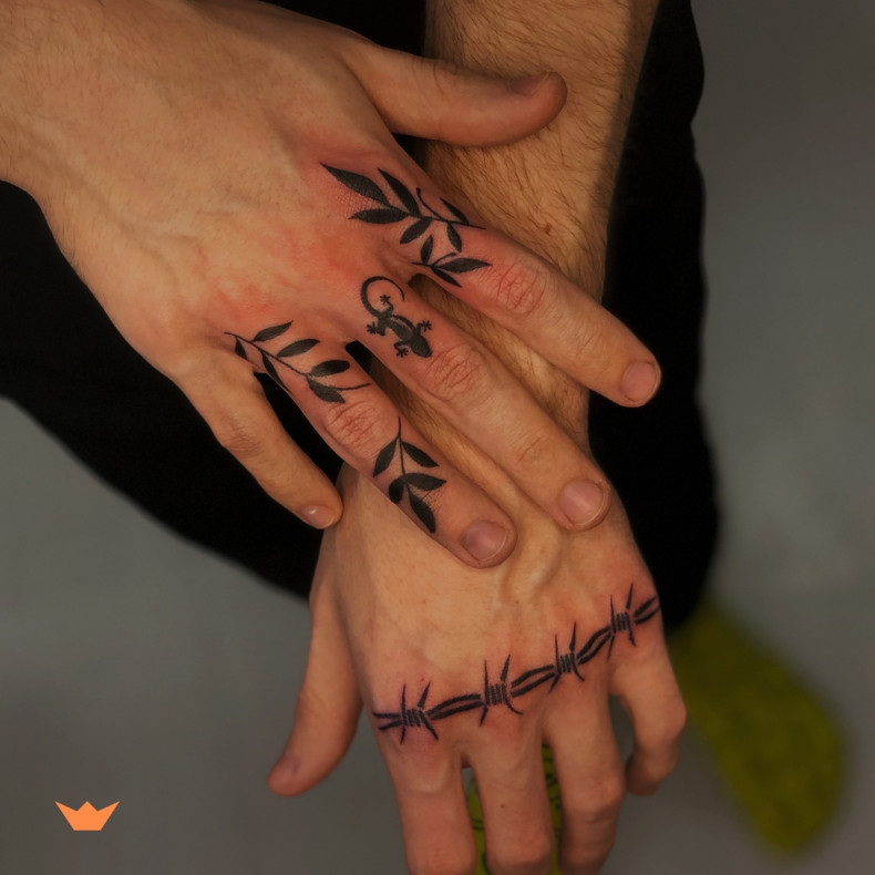 Мужские ветка колючая проволока, photo - Тату салон Big Fish Tattoo