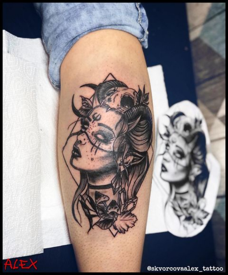 Woman face demon maleficent, photo - Tattoo Master Александра Скворцова