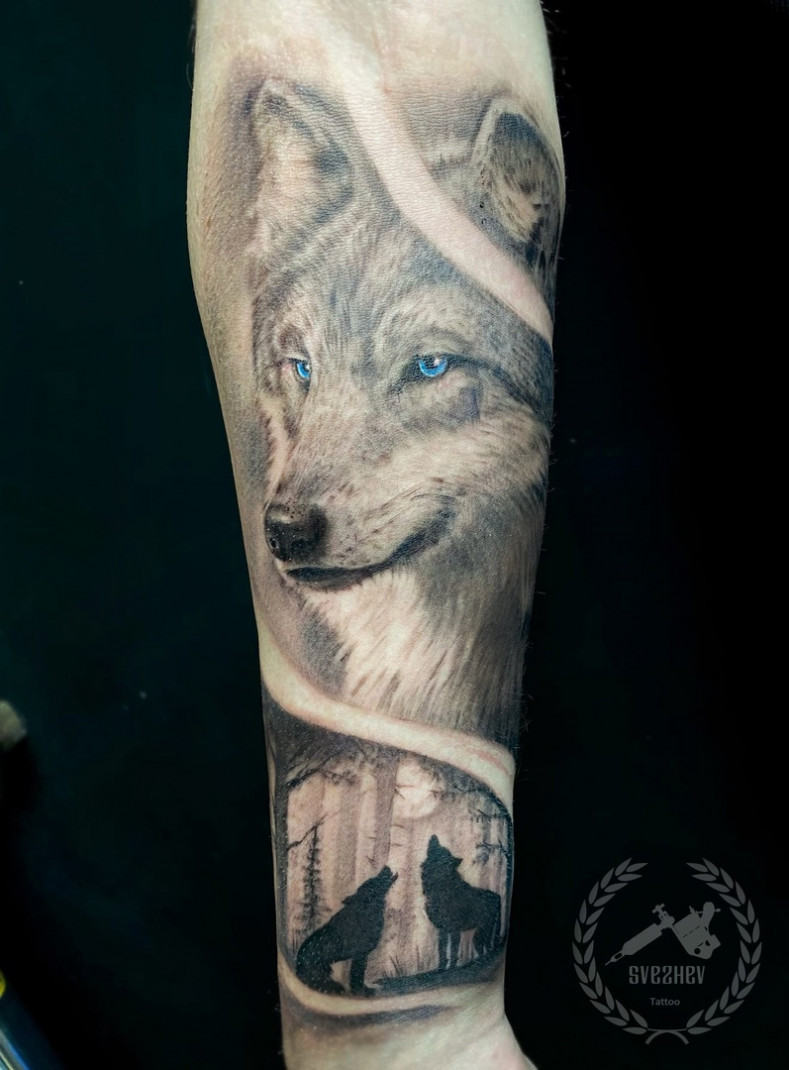 Мужские волк на руке, photo - Тату салон Tattoo Art Studio