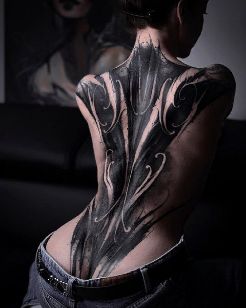 Женские блэкворк большие, photo - Тату мастер Kwin
