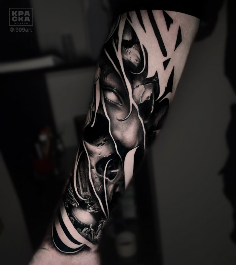 На руке 3d абстракция, photo - Тату салон Social Tattoo