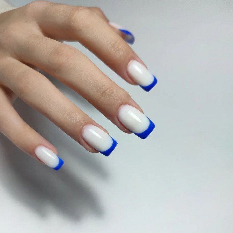 White blue french manicure, photo - Manicurist Kseniya Hrigorieva