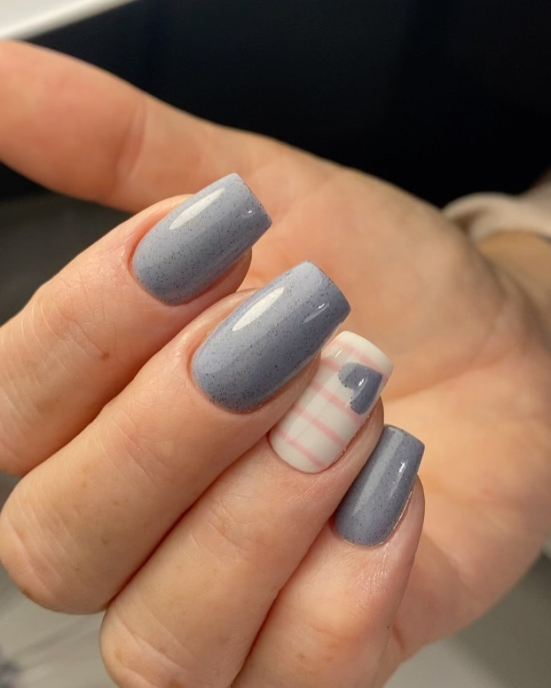 Painted grey, photo - Manicurist Yuliia Chernobai