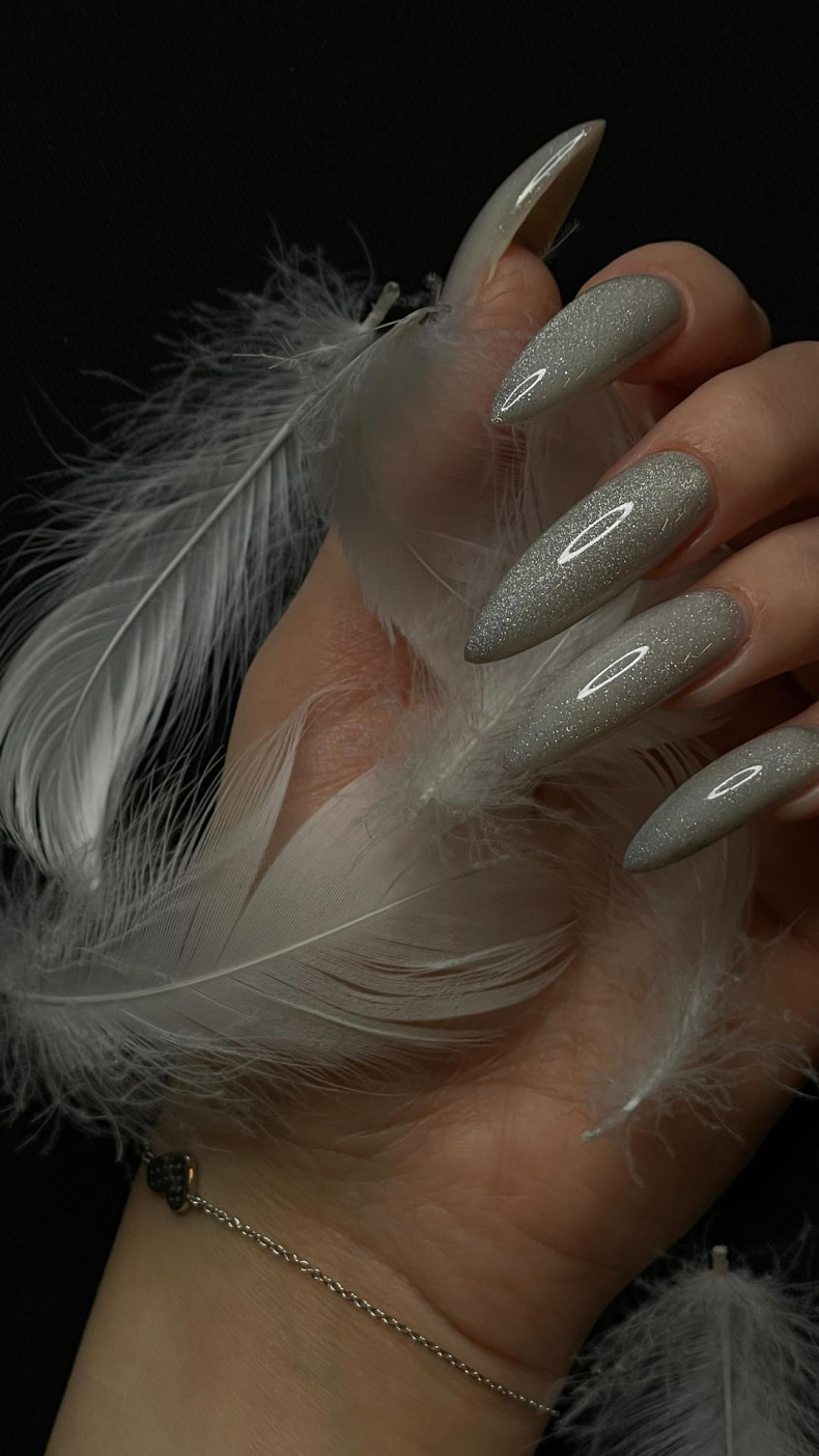 Glitter long grey, photo - Manicurist Mila