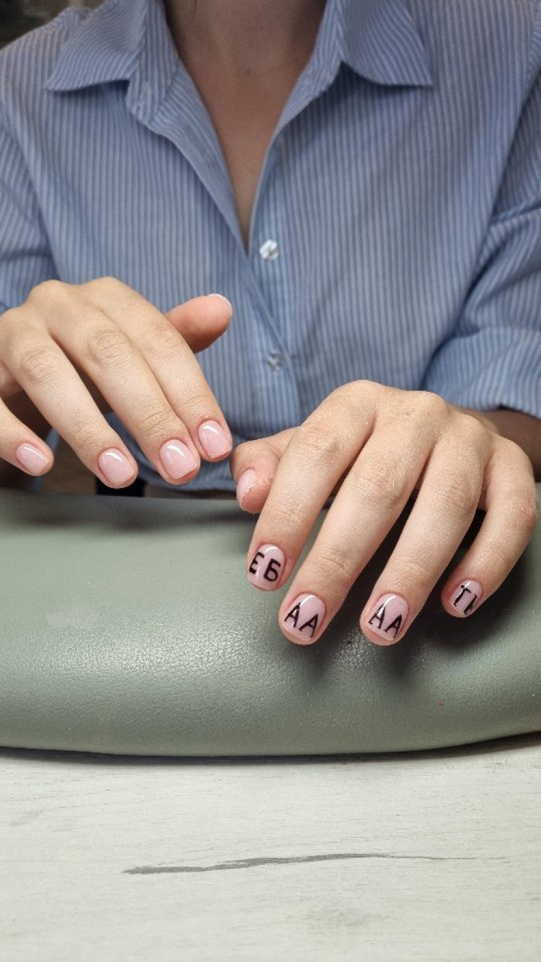 Short with letters, photo - Manicurist Anastasiya