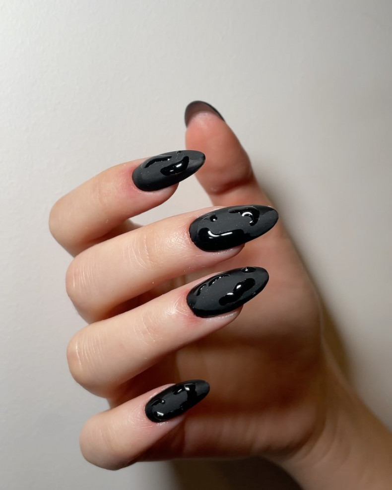 Schwarze matte lange, photo - Maniküre Anastasiia
