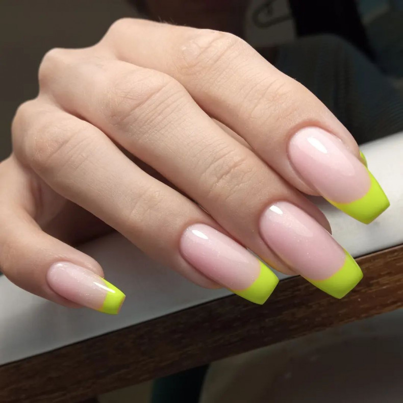 Long yellow french manicure, photo - Manicurist Margarita