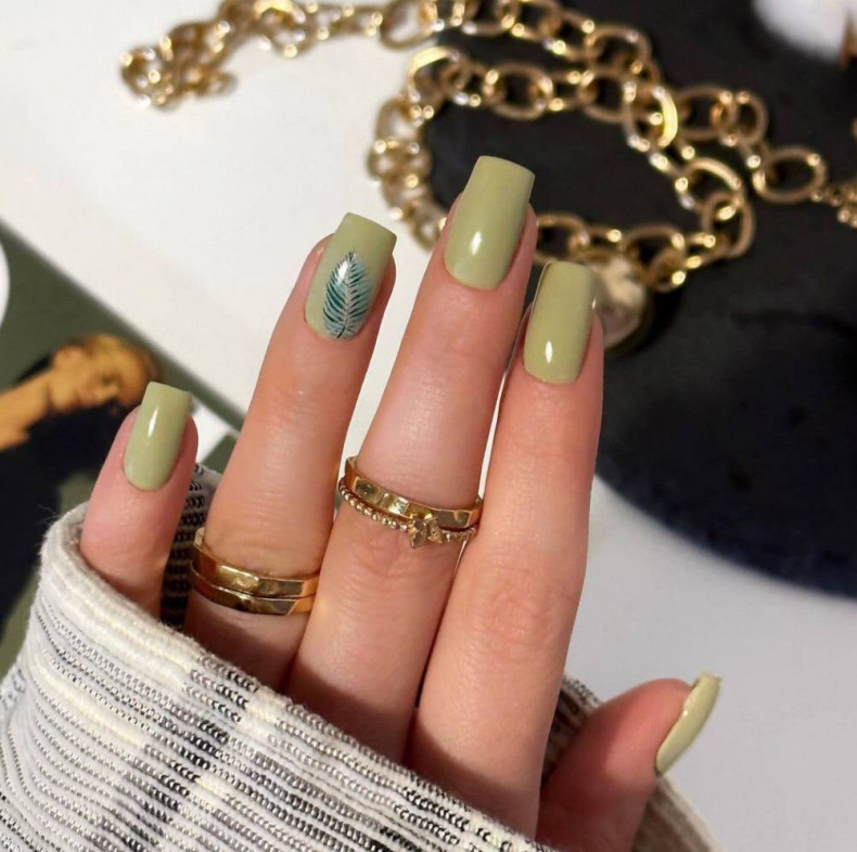 Painted square olive, photo - Manicurist Вика Корнеенкова