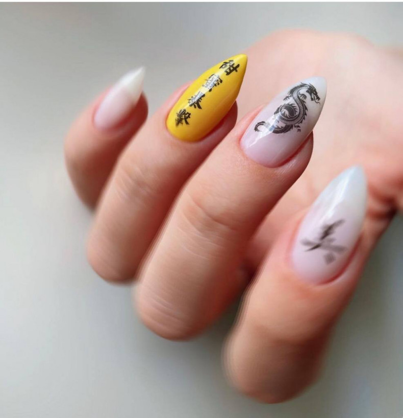 Painted almond yellow, photo - Manicurist Вика Корнеенкова