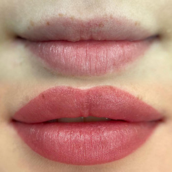 Перманентный макияж губ до и после процедуры