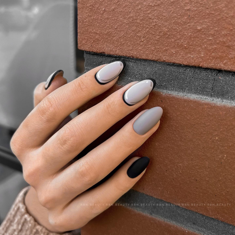 Black matte grey, photo - Manicurist Natasha Matorina