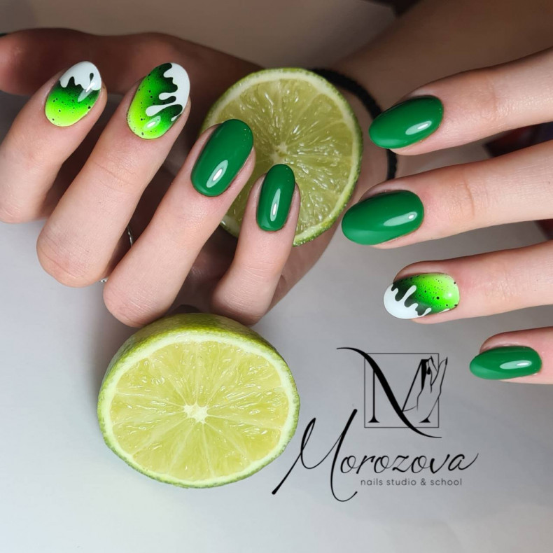 Sommer lackierte grüne, photo - Maniküre Vita Morozova