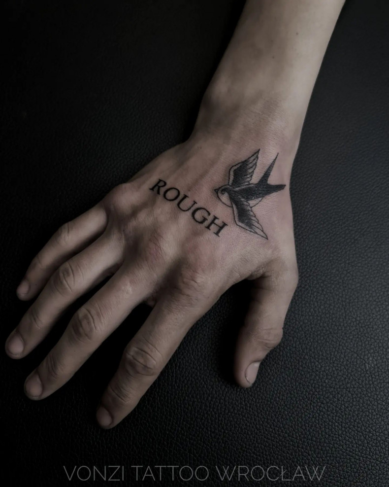 Men swallow hand, photo - Tattoo Master Vladimir Nikolenko