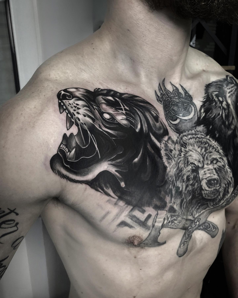 Männer Brust panther, photo - Tattoo-Studio Empire of ink