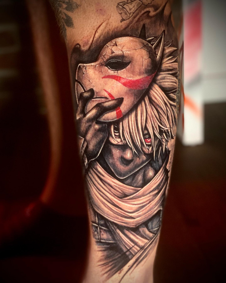 Männer Arm Kitsune, photo - Tattoo-Studio Loyal Ink