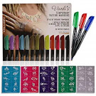 Vanli's Temporary Tattoo Markers - Stocking Stuffers For Teens, Kids, Adults, Trendy Tattoo Kit, Skin Safe & Colored Ink Tattoo Pens for Body & Face Art with 50 Tattoo Stencil Papers, 13 Pens-Variety