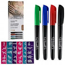 Vanli's Temporary Tattoo Markers - Stocking Stuffers For Teens, Kids, Adults, Trendy Tattoo Kit, Skin Safe & Colored Ink Tattoo Pens for Body & Face Art with 30 Tattoo Stencil Papers, 4 Pens-Bold