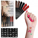 Vanli’s Temporary Tattoo Markers - Skin-Safe Markers - Washable Markers - Fake Tattoo Kit with 6 Body Art Pens & 30 Tattoo Stencils - Stocking Stuffers for Teens - Easter Basket Stuffer