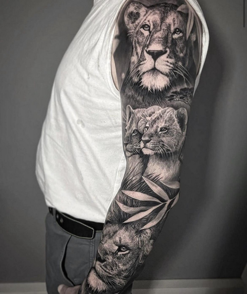 Männer löwen Ärmel, photo - Tattoo-Studio Prime Ink