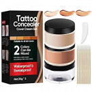 Tattoo Concealer, Two-Color Tattoo Cover Up Concealer for Tattoo Removal, Scars, and Other Blemishes, Provides Ultra Coverage, Waterproof & Long-Lasting, Suitable for All Skin Tones