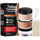 Tattoo Cover Up, Tattoo Cover up Makeup Waterproof, 2 Colors Waterproof Concealer, Professional Waterproof Skin Concealer Set to Cover Tattoo/Scar/Acne/Birthmarks for Men and Women (2x20g)