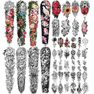 46 Sheet Full Arm Temporary Tattoo for Women with Peony Bird Daisy Rose Half Arm Flower Chrysanthemum Temporary Tattoos for Girls Boys Long Lasting Butterfly Fake Tattoo for Youngs
