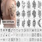 EMOME 400+ Stylish Styles Realistic Temporary Tattoos for Women, Long Lasting Semi Permanent Tattoo, Waterproof Large Flowers Rose Hand Tattoos Stickers and Fake Tattoos for Adults Girls (79 Sheets)