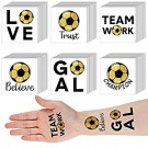 120 Pcs Soccer Temporary Tattoos for Team Soccer Team Gift Sports Waterproof Body Temporary Stickers Gold Soccer Tattoo for Soccer Team Girls Fans Boys Party Supplies, 6 Styles