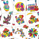 144 Pieces Hippie Tattoo Hippie Temporary Tattoos Stickers for Kids 70s 80s 90s Groovy Hippie Tattoos Hippie Face Tattoos Love and Peace Tattoos Multi Temporary Tattoos Decals for Hippie Party Favors