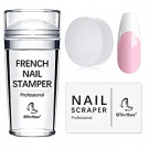 French Nail Stamper - BTArtbox French Tip Nail Tools with Nail Scraper and Replaceable Stamper Head, 100-Time Using Silicone Nail Stamper Kit for Gel Nail Polish DIY Nail Art Tools