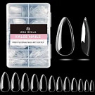 UNA GELLA Almond Fake Nails 500pcs - Medium Almond Press on Nails Clear Almond Gel Nails Tips for Full Cover Acrylic Almond Nails False Nails For Nail Extension Nail Art, Home DIY Nail Salon 12 Sizes Gelly Tips