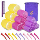 Self grip hair roller set,Hair roller set 18 pcs,Heatless hair curlers,Hair rollers for Long hair,Medium and Short hair,Hair rollers with hair roller clips and comb,Salon hairdressing curlers,DIY Hair Styles, Sungenol 3 Sizes Hair Rollers in 1 set