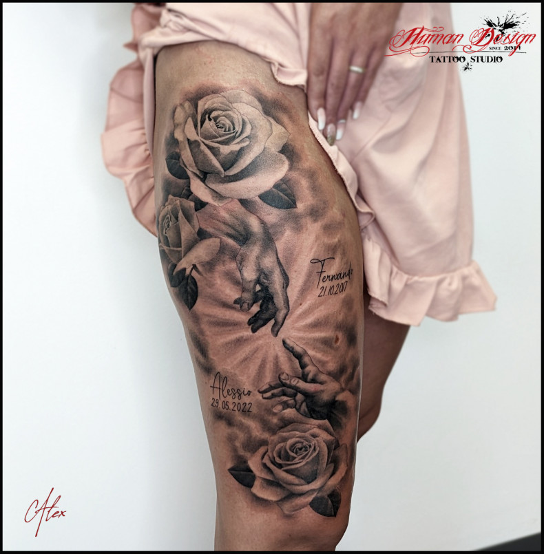 Frauen schwarzgrau memento mori, photo - Tattoo-Studio Human Design Tattoo