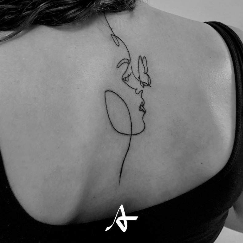 Women woman face linework, photo - Training Center Akkademy Tattoo