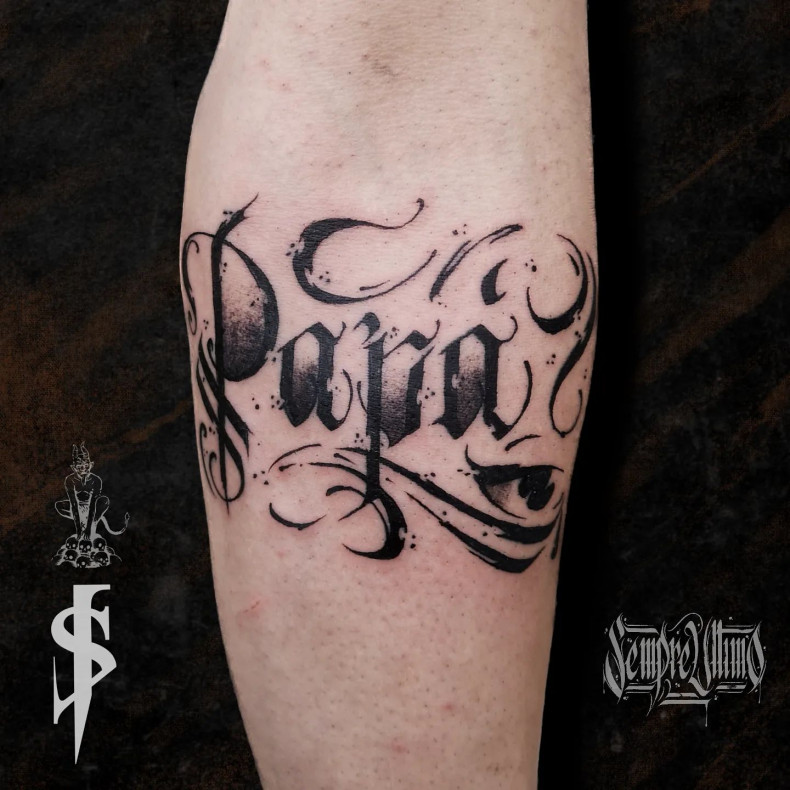 Men lettering letter, photo - Tattoo Studio Iron Skin