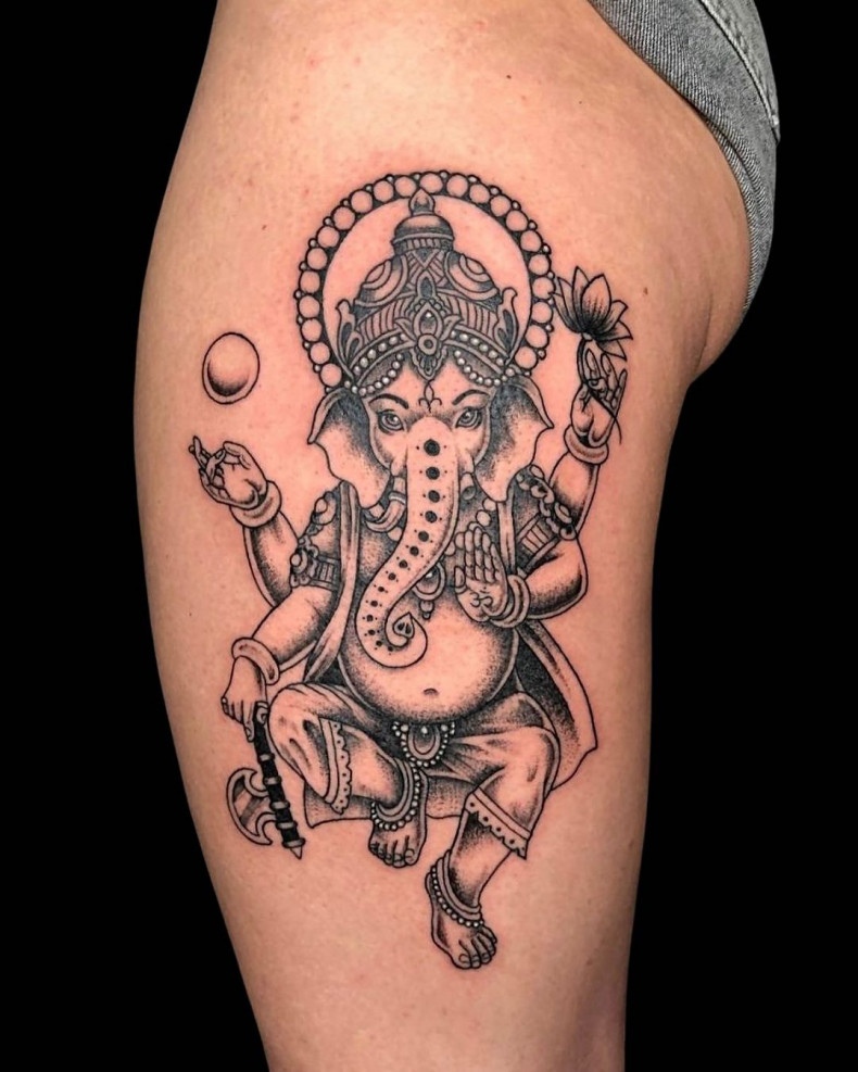 Men ganesha shoulder, photo - Tattoo Studio Bathory