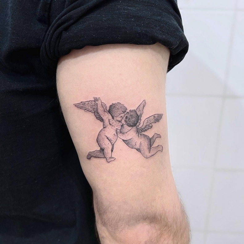 Мужские на руке ангел, photo - Тату салон Domus Tattoo