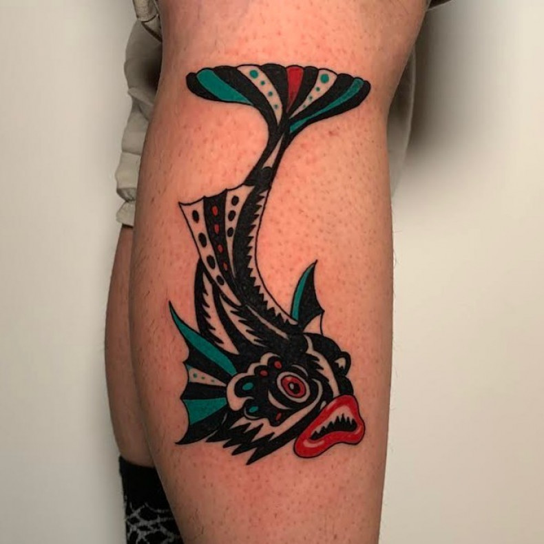 Men leg fish, photo - Tattoo Studio Saint Ink