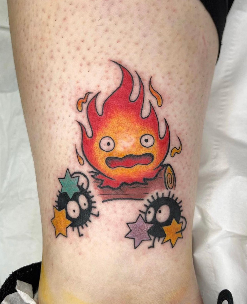 Cartoon Bein Feuer (Flamme), photo - Tattoo-Studio Sorry Mom