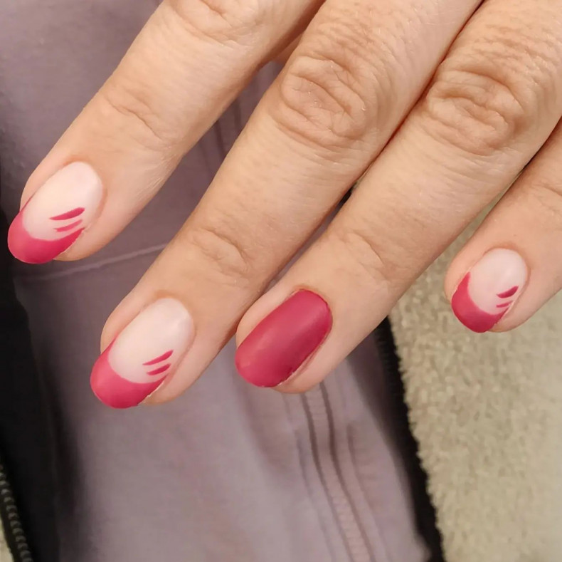 Burgundy matte french manicure, photo - Manicurist Ella