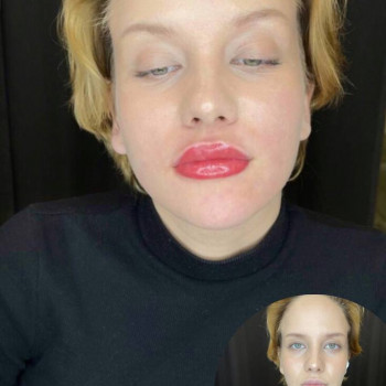 Перманентный макияж губ в технике помадный прокрас
                    Specjalista od tatuażu Ксения Остапенко Moscow