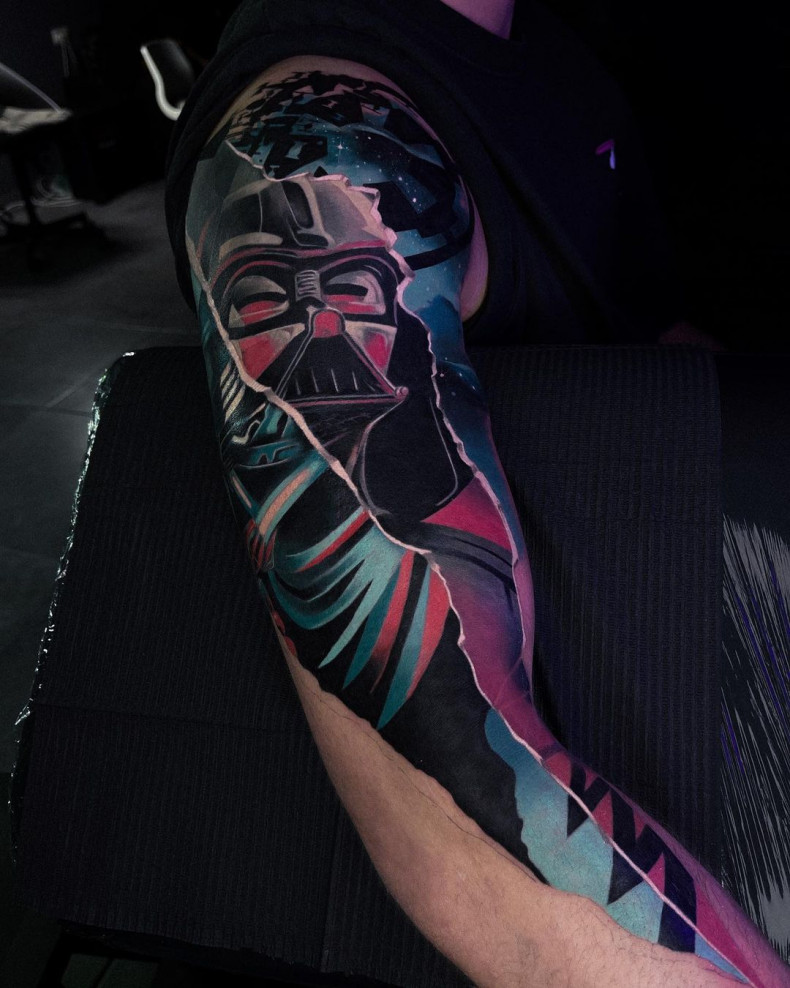 Men robot sleeve, photo - Tattoo Studio Bad Idea Tattoos